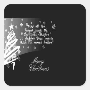 **SILVER AND BLACK CHRISTMAS** CHRISTMAS SQUARE STICKER