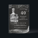 Silver and Black Custom birthday for Him  Invitation<br><div class="desc">Online Silver and Black Custom birthday invites for Him template, 40th Birthday Invites for Him, Black and White Personalised Birthday Invites for Him, Custom Birthday Invites for Boyfriend, ANY AGE This "Silver and Black Custom Birthday Invitation for Him" combines modern elegance with personalised details, making it the perfect choice for...</div>