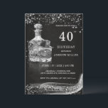 Silver and Black Custom birthday for Him  Invitation<br><div class="desc">Online Silver and Black Custom birthday invites for Him template, 40th Birthday Invites for Him, Black and White Personalised Birthday Invites for Him, Custom Birthday Invites for Boyfriend, ANY AGE This "Silver and Black Custom Birthday Invitation for Him" combines modern elegance with personalised details, making it the perfect choice for...</div>