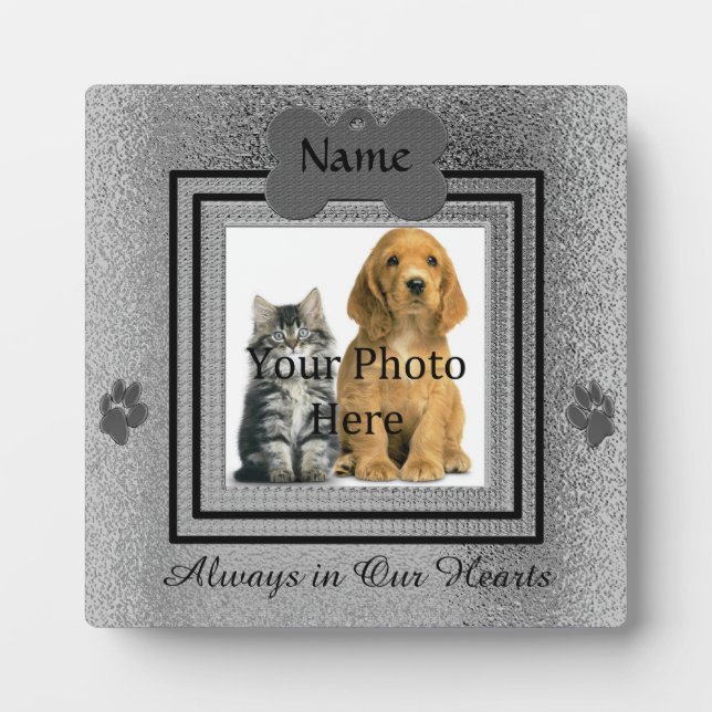 Silver and Black Custom Pet Memorial Plaque (Front)