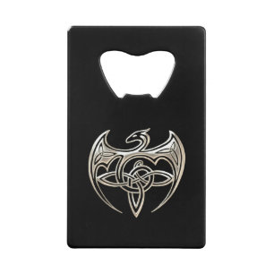 Silver And Black Dragon Trine Celtic Knots Art