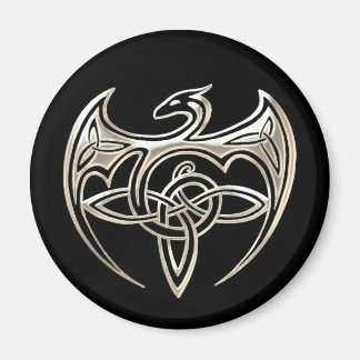 Silver And Black Dragon Trine Celtic Knots Art Magnet