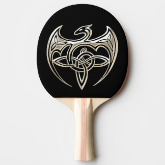 Silver And Black Dragon Trine Celtic Knots Art Ping Pong Paddle