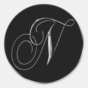Silver And Black Formal Wedding Monogram N Seal