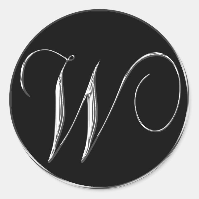 Silver And Black Formal Wedding Monogram W Seal (Front)