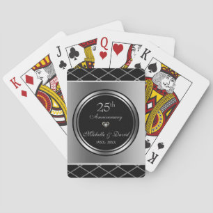 Silver And Black Geometric Shapes- Anniversary Playing Cards