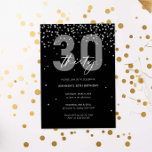 Silver and black glitter sparkle 30th birthday invitation<br><div class="desc">This goregous 30th invitation features silver sparkle discs on black background. For more advanced customisation of this design,  e.g. changing layout,  font or text size please click the "CUSTOMIZE" button above. Please contact me for any questions!</div>