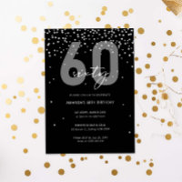 Silver and black glitter sparkle 60th birthday