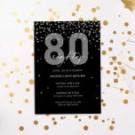 Silver and black glitter sparkle 80th birthday invitation<br><div class="desc">This goregous 80th invitation features silver sparkle discs on black background. For more advanced customisation of this design,  e.g. changing layout,  font or text size please click the "CUSTOMIZE" button above. Please contact me for any questions!</div>