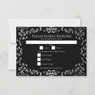 Silver and Black Gothic Wedding Invitation