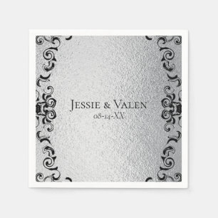 Silver and Black Gothic Wedding Napkin