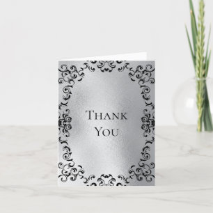 Silver and Black Gothic Wedding Thank You Card