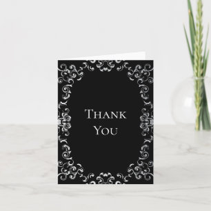 Silver and Black Gothic Wedding Thank You Card