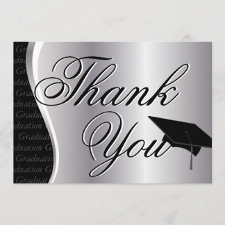 Silver and Black Graduation Thank You Card