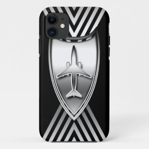 Silver and Black Jet Aeroplane Geometric Case-Mate iPhone Case