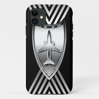 Silver and Black Jet Aeroplane Geometric Case-Mate iPhone Case