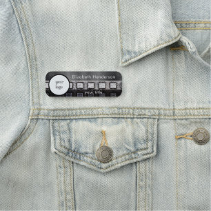 Silver and Black Metallic with Your Logo Name Tag
