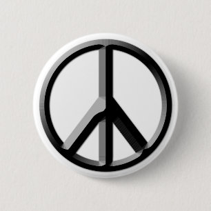 Silver and Black Peace Sign Button
