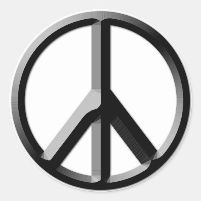 Silver and Black Peace Sign Sticker Sheet (Front)