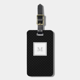 Silver and Black Polka Dot Luggage Tag