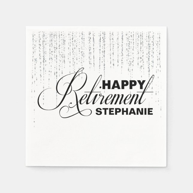 Silver and Black Retirement Party, Custom Napkins (Front)