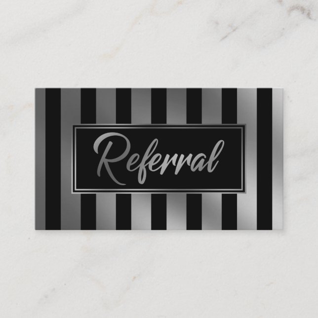 Silver and Black Vertical Striped Referral Cards (Front)