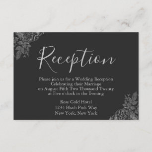 Silver and Black Wedding Reception Enclosure Card