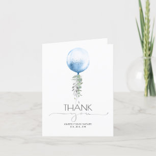 Silver and Blue Balloon Baby Shower Thank You Card