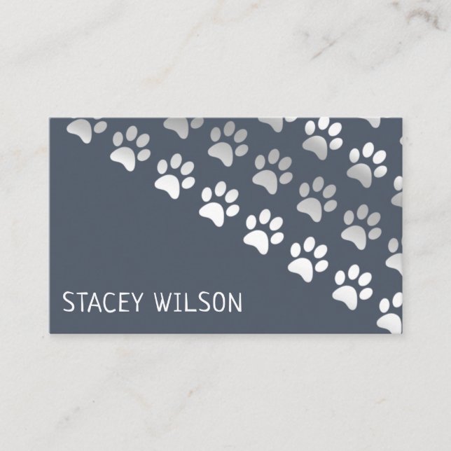 Silver And Blue Business Card (Front)