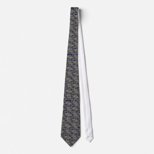 Silver And Blue Celtic Spiral Knots Pattern Tie (Front)