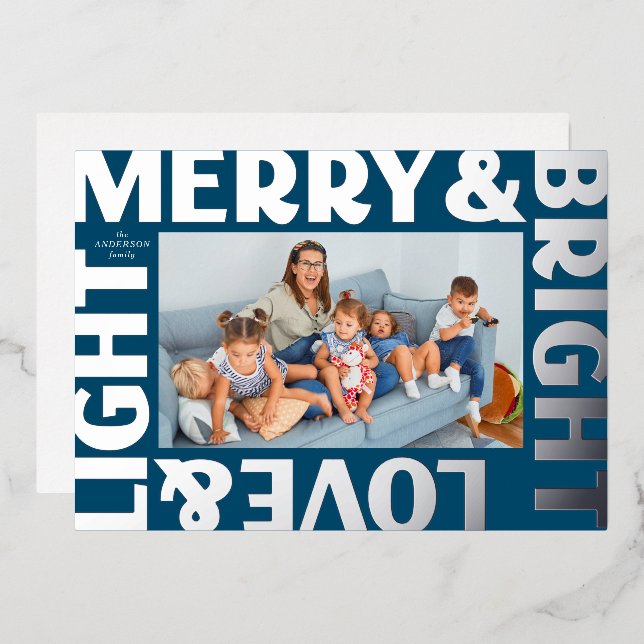 Silver and Blue Merry and Bright Love and Light (Front/Back)