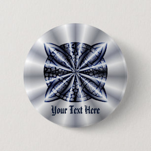 Silver and Blue Metallic Celtic Knot Original Art 6 Cm Round Badge