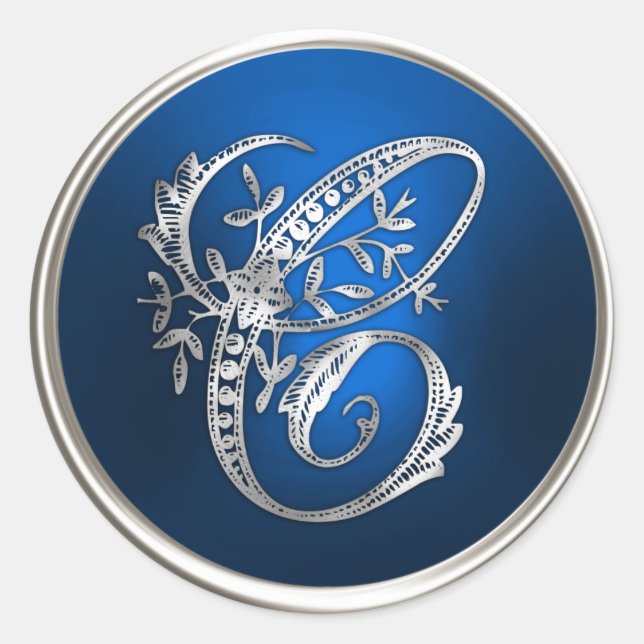 Silver and Blue Monogram C Envelope Seal (Front)
