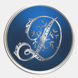 Silver and Blue Monogram D Envelope Seal
