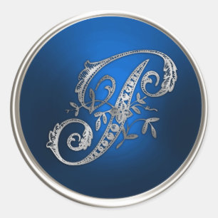 Silver and Blue Monogram P Envelope Seal