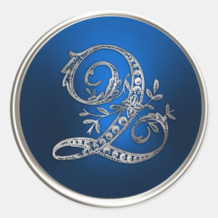 Silver and Blue Monogram Q Envelope Seal