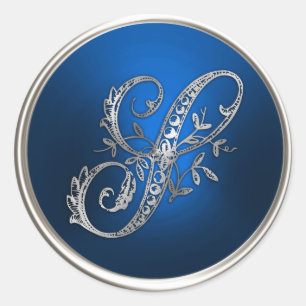 Silver and Blue Monogram S Envelope Seal