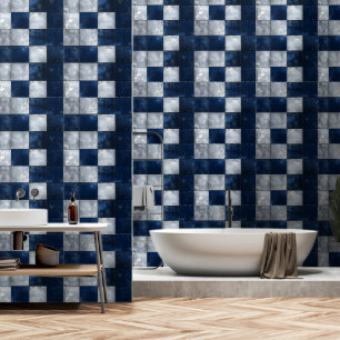 Silver and Blue Pattern Wallpaper