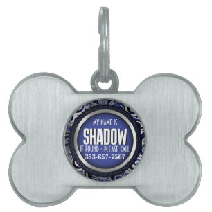 Silver and Blue   Personalise Pet ID Tag