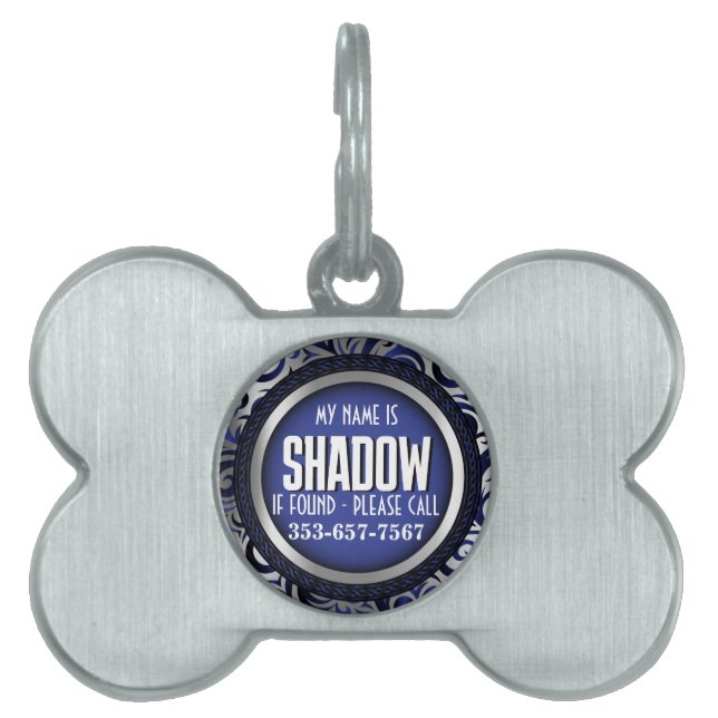 Silver and Blue | Personalise Pet ID Tag (Front)