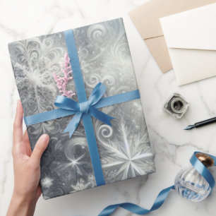 Silver and Blue Snowflake Winter Wrapping Paper