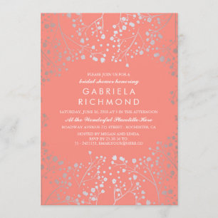 Silver and Blush Baby's Breath Bridal Shower Invitation