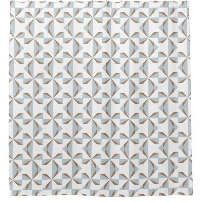 Silver and Brown Pinwheel Shower Curtain (Front)