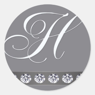 Silver and crystal classic round sticker
