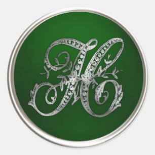 Silver and Emerald Monogram H Envelope Seal
