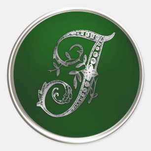 Silver and Emerald Monogram I Envelope Seal