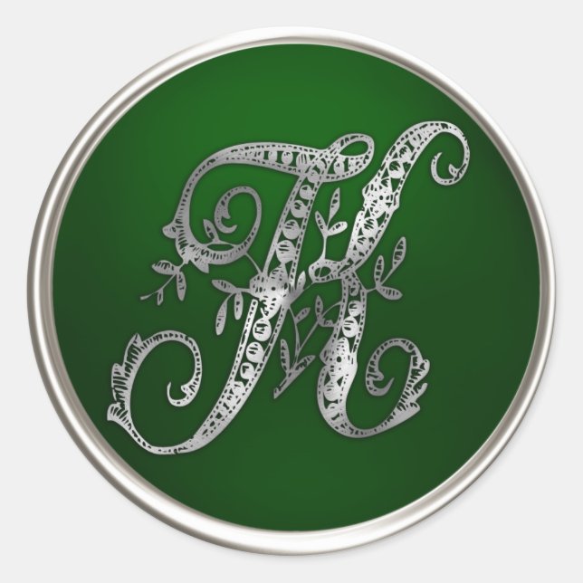 Silver and Emerald Monogram K Envelope Seal (Front)