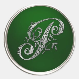 Silver and Emerald Monogram P Envelope Seal
