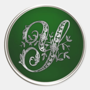 Silver and Emerald Monogram Y Envelope Seal