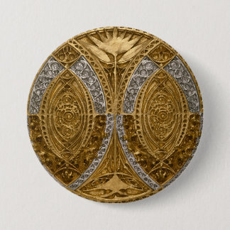 Silver And Gold Art Deco Pattern 7.5 Cm Round Badge